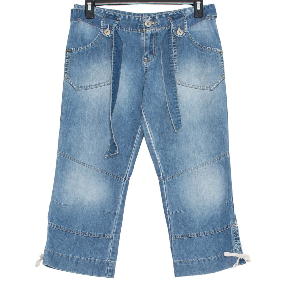 Unionbay Capri Jeans Y2K Wide Leg Low Rise Utility Streetwear Skater Blue 9 32